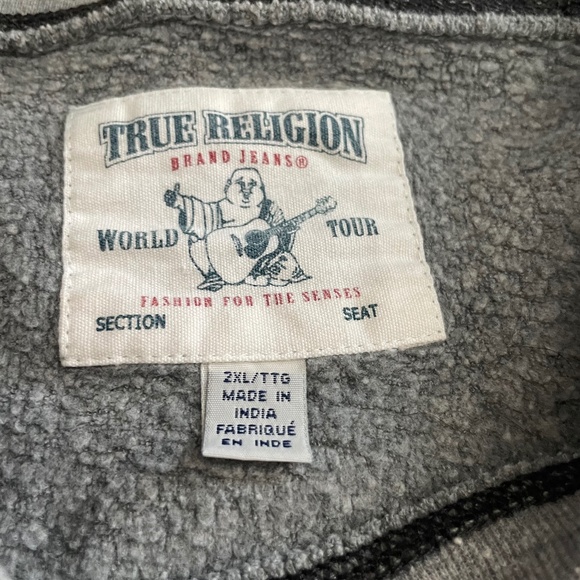 True Religion Gray Graphic Reverse Weave Sweatshirt - Picture 2 of 6